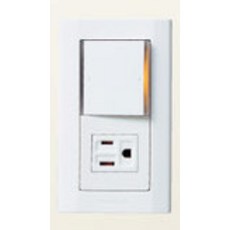 國際牌星光系列 開關插座組合 附蓋板, 1個, WTDFP4308一開一接地極插座