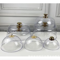 DFMEI PS透明蛋糕蓋多功能塑料蓋透明罩麪包罩飯菜罩家用簡約風防塵罩, 1個, 24.8*10:花型