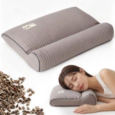 Flybird 순면 메밀 경추베개 3D 인체공학 사각 편안한 숙면 목편안, 1개, 그레이