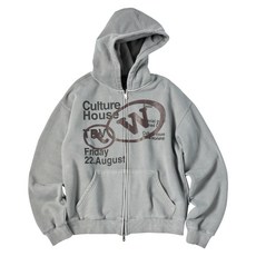 TRAVEL 컬쳐 하우스 후드 집업 멜란지 그레이