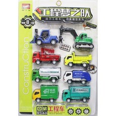 迴力工程建設車 迷你回力車 仿真模型車 一卡8台, 一卡8台入