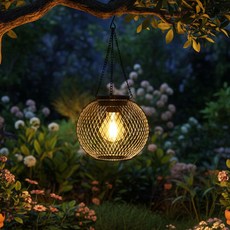 KELAKE 태양광 정원등 빈티지 철제 후크형 가든등 1개, 블랙, 1