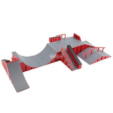 핑거보드 경기장 훈련장 손가락보드 트랙 장애물 보드게임, 1개, 레드 U자형 조합