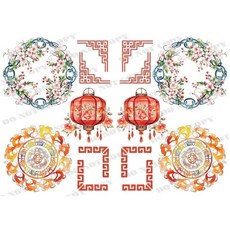 新年裝飾貼紙 水轉印/熱轉印/水晶貼, 1個, 藝術紙-A4