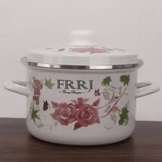 법랑 냄비 예쁜 솥 캠핑 에나멜 인덕션 두꺼운 수프 및 스트레이트 바이노럴 가정용 팬 범용 가스 쿠커, 18cm 2000ML, 1개