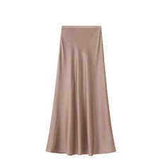 새틴 피쉬테일 스커트 여성용 여름 하이웨이스트 미디 스커트