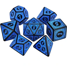 더블 컬러 다면체 게임 위 RPG 던전 및 DND D20 D12 D10 D8 D6 D4 테이블 게임용 7 개, style1-blue