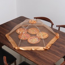 臺南出貨 家用飯桌飯菜罩 可折疊餐桌罩 夏季遮菜罩 7 T H, 1個, 70中號圓形咖色網紗