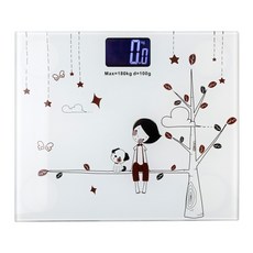 디지털 사각 백라이트 체중계, 화이트, 1개