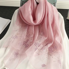 Anna*Sofia 真絲羊毛混紡櫻花繡閃絲披肩絲巾