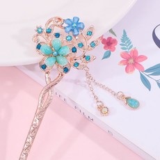 復古宮廷風 鑲鑽流蘇髮簪，盤髮飾品