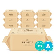 브라운 오리지널 플러스 아기물티슈 리필형, 55g, 80매, 10개