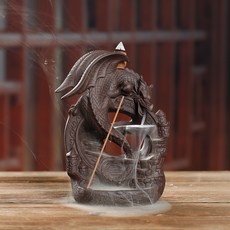 飛龍在天陶瓷倒流香爐擺件, 紫砂翼龍C款