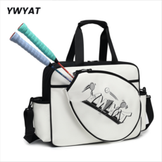 YWYAT 스포츠 가방 테니스 가방 배드민턴 가방, 화이트 블랙, 1개