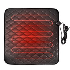 럭키식스 국산 USB 열선 전기 방석 3단 조절 자동차 차량용 열선시트 온열 퀄팅 가죽, 1개, 블랙