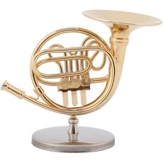 골드 프렌치 혼 모델 4인치 미니어처 스탠드 음악 악기 복제 장식품