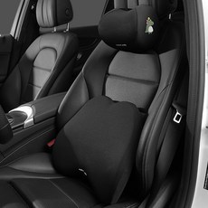 자동차 메모리폼 헤드레스트 허리 목베개 차량용 목베개 쿠션 차량용 카시트 베개 쿠션, 블랙맘바블랙공룡[머리베개+허리받이]메모리솜, 1세트