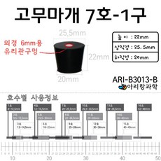 2P 7호 6mm 유리관 구멍 고무마개 플라스크 시험관 부재료 만들기 초등 학습 실험장치 수업