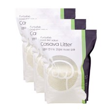 털쟁이 연구소 갓성비 카사바 응고형 고양이 모래, 야쿠르트향, 3팩, 3.2kg