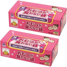 일본 보스 휴대용 기저귀 방취 봉투 핑크 M사이즈 90매입 2개 대용량 세트