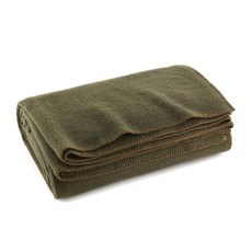 Olive Drab 그린 따뜻한 울 난연성 담요 167.6 x 228.6cm(66 x 90인치)(80% 울) 미국 밀리터리 스타일, 1