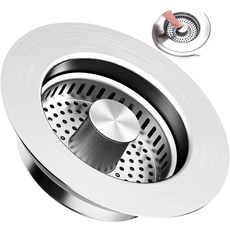 3-in-1 주방 싱크대 배수 스트레이너 및 스토퍼 바구니 포함 음식물 쓰레기용 스테인리스 스틸 플러그 커버 캐처 - 가정용 또는 슈룸용 액세서리 미국 표준 3-12인치 배수구