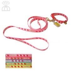 풀드림몰 펫 파스텔 딸기 목줄셋트 10mm 색상임의 소형견줄