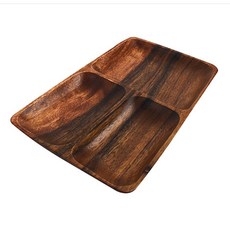 직사각 3구 나무 반찬접시 천연원목식기 인테리어그릇