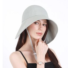 루페오 여성 와이드 챙넓은 데일리 양볼 커버 UV 차단 아쿠아 가드 버킷햇 보닛햇 모자, 라이트그레이, 1개