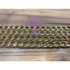 Antipas安提帕斯手工皮革扁平型鍊條 (可多單位不剪斷), 1個, 金色,6mm(50公分1單位)