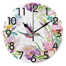 ZzWwR 아름다운 인어 실루엣 프린트 원형 벽시계 24.1cm(9.5인치) 배터리 작동 쿼츠 아날로그 조용한 책상 시계 가정 사무실 학교용, Color08