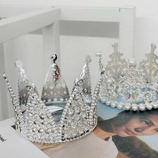 티아라 왕관 소품 셀프웨딩 브라이덜샤워 케이크토퍼 생일머리띠 파티머리띠 미니왕관 공주왕관, 다이어, 1개