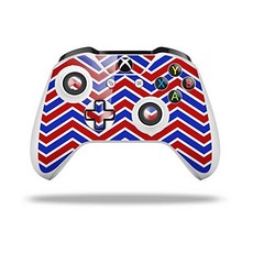XBOX One SX 컨트롤러와 호환되는 WraptorSkinz 데칼 비닐 스킨 랩 - 지그재그 레드 화이트 및 블루컨트롤러 미포함, XBOX One SX 컨트롤러와 호환되는 Wraptor