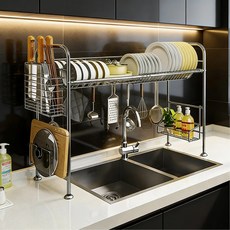 심플에이치 올스텐 식기건조대 녹슬지않는 주방 싱크대선반 자동배수 설거지정리대 올인원, 1개, 80cm, 1단