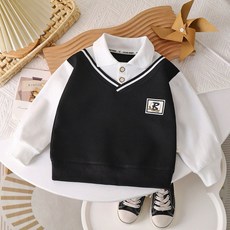 HONE BABY 兒童假兩件長袖襯衫
