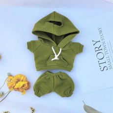 라부부 팝마트 인형옷 17cm LABUBU 스웨트 셔츠+바지 세트, 17cm 헝겊 펜던트에 적합 (아기 제외), 아미 그린 스웨트 셔츠+바지 세트