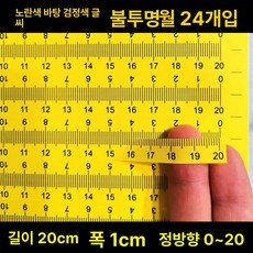 투명 줄자 테이프 측정 스티커 눈금자 고정밀 접착, 1개, 길이 20cm x 1cm 24줄 옐로우베이스