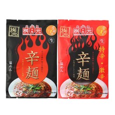 [신면 가게 마스모토] 미야자키 신면 마스모토 2종 먹어 비교 세트 각 1봉지(검정/빨강(격신)), 380g, 1개