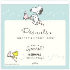 莫莫日貨 2024 日本製 Hallmark 史努比便條紙 (共4款) 可愛史努比圖案，輕巧方便攜帶，高品質紙張書寫流暢，為生活增添樂趣, 1個, 04.藍綠 83448, 藍綠