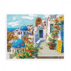 봄의 40X50 보석십자수 캔버스 DIY 산토리니, 본상품, 1개
