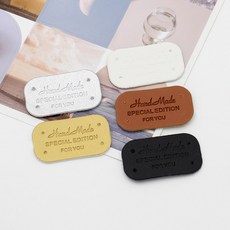 스페셜에디션 사각 가죽라벨 핸드메이드라벨, 실버, 1개