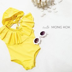 女童荷葉邊領連身泳衣帽子套裝