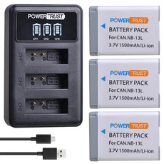 1500mAh NB-13L NB 13L 배터리 + LED 3 슬롯 USB 충전기 캐논 호환 G7X G9X G5X 마크 II SX620 HS 카메라, 03 3B with charger