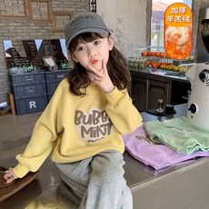 新款可愛童裝 女童長袖 女童衛衣刷毛秋冬款2025新款洋氣兒童冬裝加厚高領上衣小女孩套頭