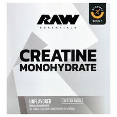 로우 뉴트리션 Essentials 크레아틴 일수화물 무맛 스틱팩 30개 개당 5.1g(0.18oz) RWS-79083, 5.1g