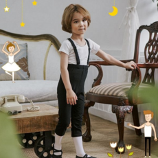 유진오피스 남아동 멜빵 발레복 어린이 유아 세트 남아동 발레복 칠부 바지