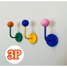 티지피 다양한 색상 가능 고리자석 후크 무타공 벽걸이 마그네틱 컬러볼 자석후크, 1개, 옐로우+블루+그린 세트