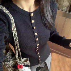 투니스 여성 슬림핏 단색 긴소매 니트 가디건