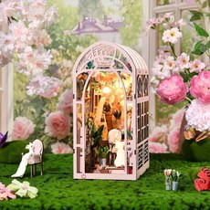 魔法時間圖書館diy小屋書立玩具擺件手工拼裝模型小房子積木禮物, 花房YM06, 1個