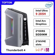토프톤 F12 AI 게이밍 미니 PC 15세대 인텔 코어 울트라 9 285H 7 255H 2x25G LAN 2xDDR5 2xPCIe 썬더볼트, 02 Ultra 5 225H 235H, 08 No Ram No Storage